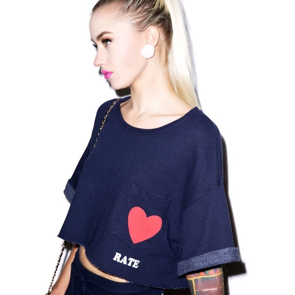 WILDFOX | Black Cropped Heart Sweatshirt SAMPLE - Picture 6 of 6